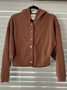 UpWest Women's Brown Snap-Front Hoodie Jacket. Size XS. Hemp/Polyester.